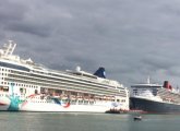 Ships docked at the Black Falcon Pier in South Boston