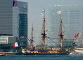 French tall ship Hermione in Boston Harbor