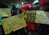 Anti-Trump protesters in Harvard Square