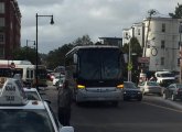 Bus stopped in middle of Dorchester Avenue in Ashmont