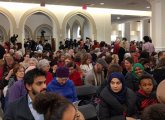 Inside unity rally at Islamic Society of Boston in Roxbury