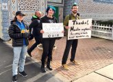 Outside the Islamic Society of Boston mosque in Cambridge