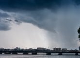 Rainstorm over the Harvard Bridge and the Charles River