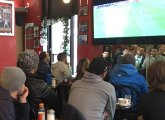 Soccer fans at Caffe dello Sport in Boston's North End