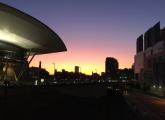 Sunset over downtown from near the South Boston convention center