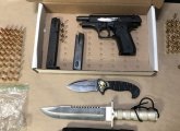 Seized gun, knives and bullets