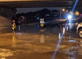 Water main break, flooded road in Dorchester