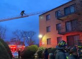 Firefighter on a ladder