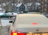 Snow-covered rear window