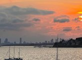 Sunset over downtown Boston and the Back Bay from Hull