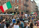 People celebrate Italy UEFA win on Hanover Street