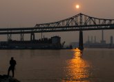 Hazy sunset over the Tobin Bridge