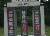 Defaced Vietnam memorial in the Rose Garden