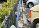 Trash at CVS on Centre Street in Jamaica Plain