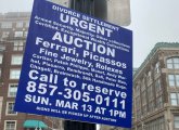 Dumb sign allegedly advertises an urgent auction