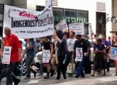 Anti-Columbus protesters in downtown Boston