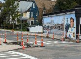 Pedestrian crossings dug up at Centre and Hastings streets