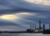 Light shining on the Everett power plant