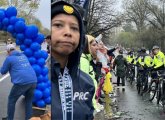 White people can create balloon tunnels; Black people get blocked by cops on bikes