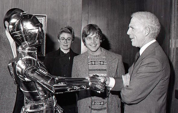 Mayor White with Luke and C3-PO in Boston City Hall