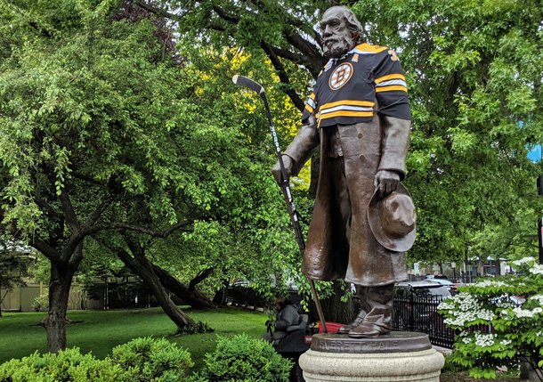 Edward Everett Hale in a Bruins jersey