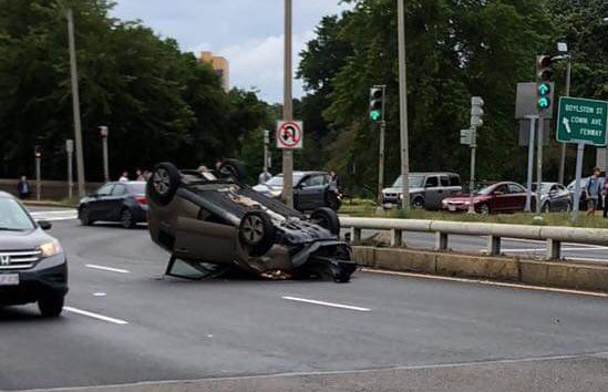 Rolld over car at Bowker Overpass