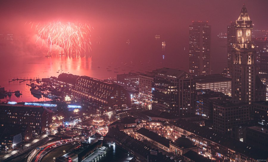 Fireworks over Boston Harbor