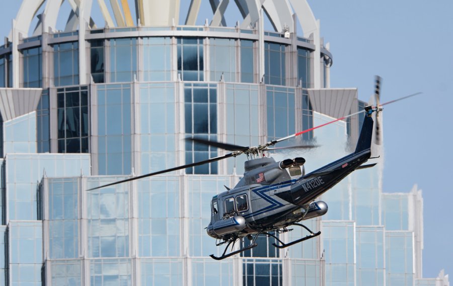 Nuclear-sensing helicopter near the R2-D2 building in the Back Bay