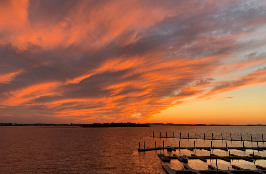 Sunset over Hull and the water