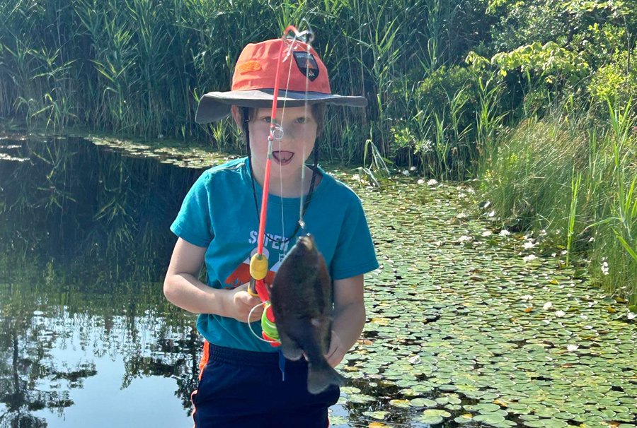 Boy with pumpkinseed caught in Turtle Pond