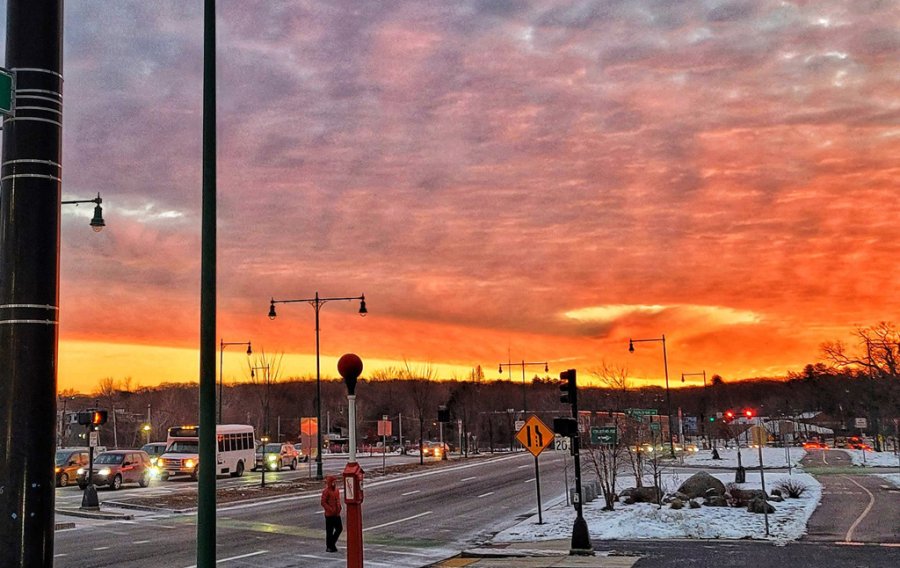 Orange sunrise over Morton Street