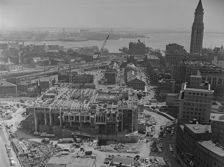 Boston City Hall under construction in 1966