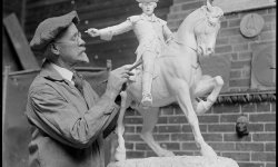 Dallin and a model of his iconic Paul Revere statue