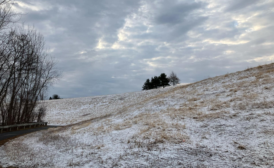 Snow dusting a hill at Millennium Park