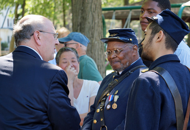 Civil War re-enactors at Camp Meigs Playground