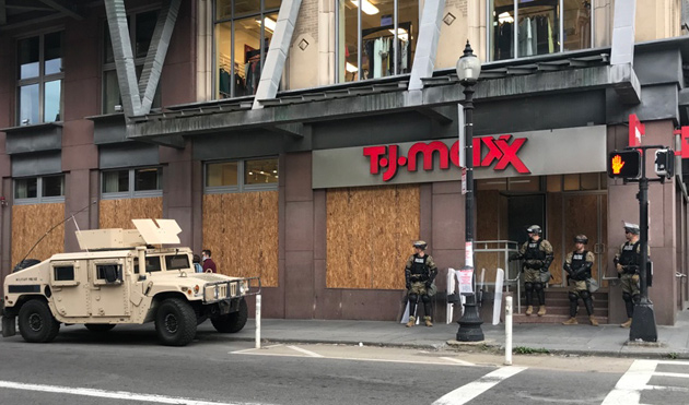 National Guard protect the TJ Maxx