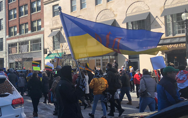 Ukraine supporters on Boylston Street