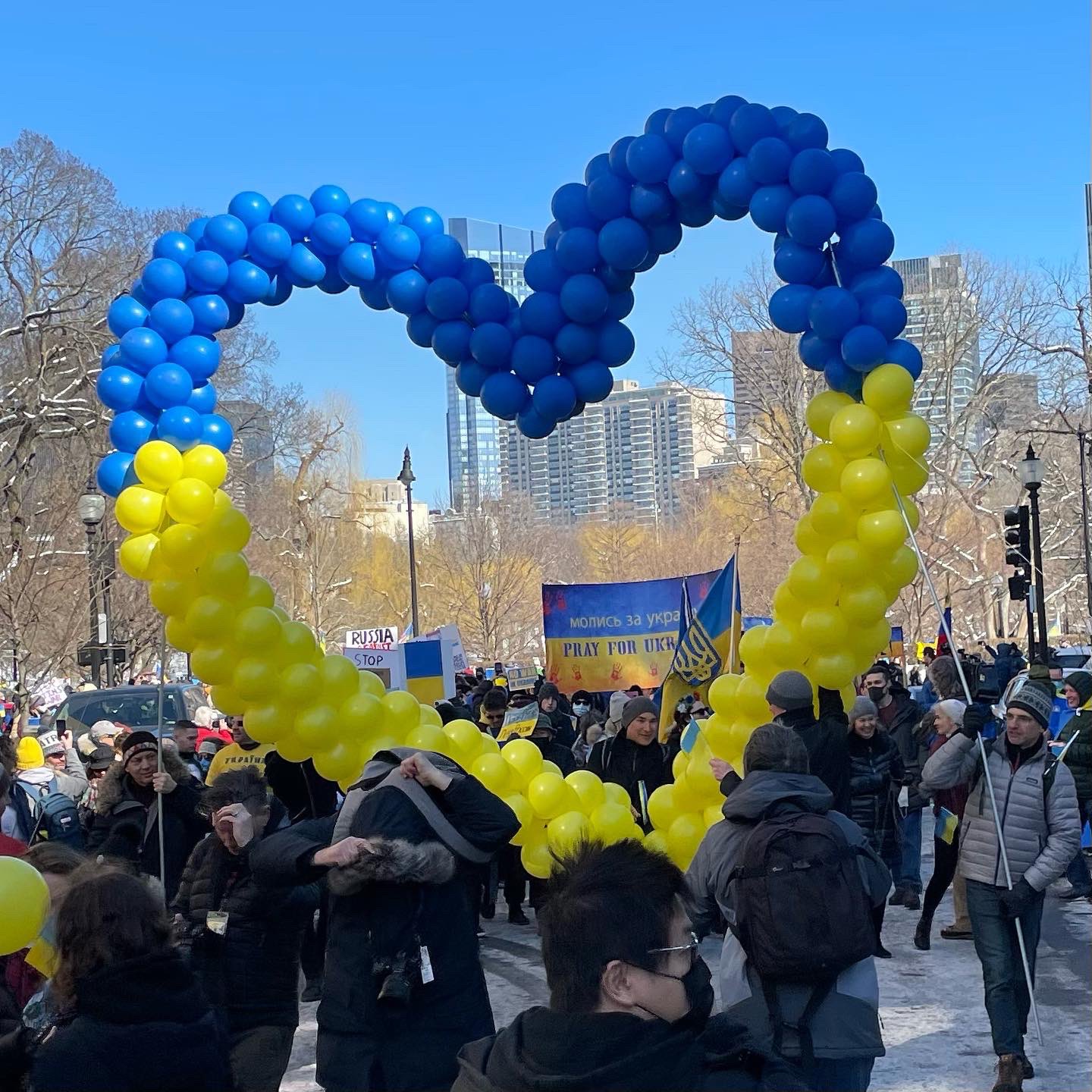 Ukraine supporters on Boylston Street