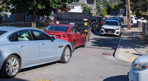 Traffic-clogged Readville intersection